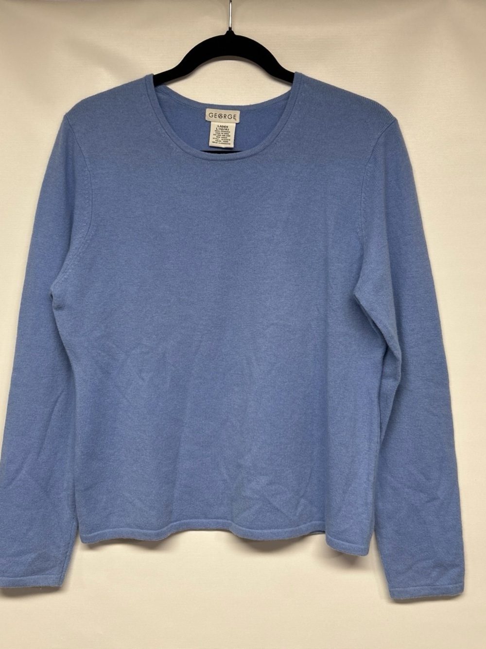 George Women’s Cashmere Soft Sky Blue Long-Sleeve Crewneck Sweater